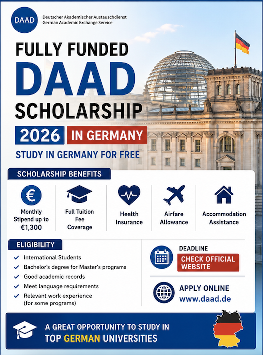 Fully Funded DAAD Scholarship 2026 in Germany for international students.